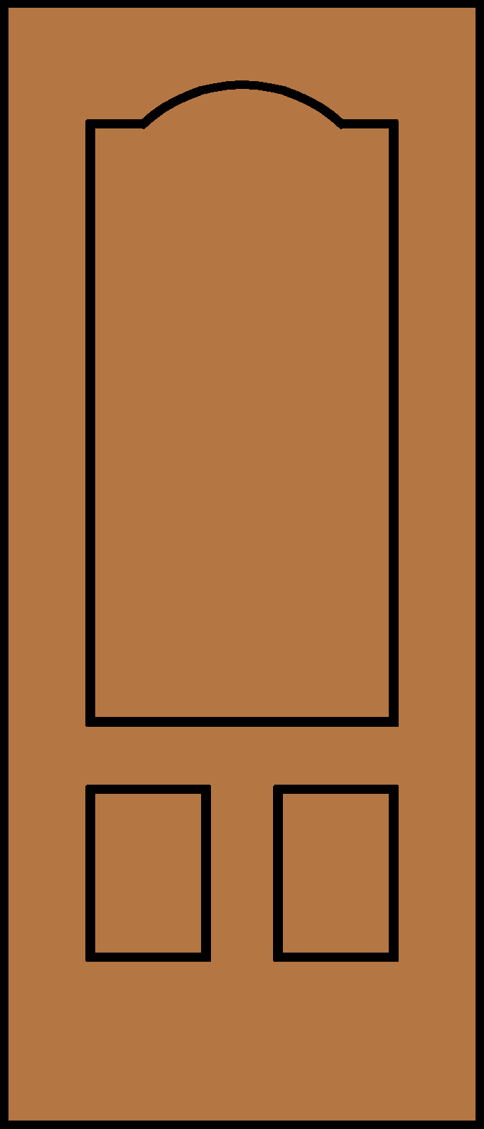3 Panel Arch Wood Door