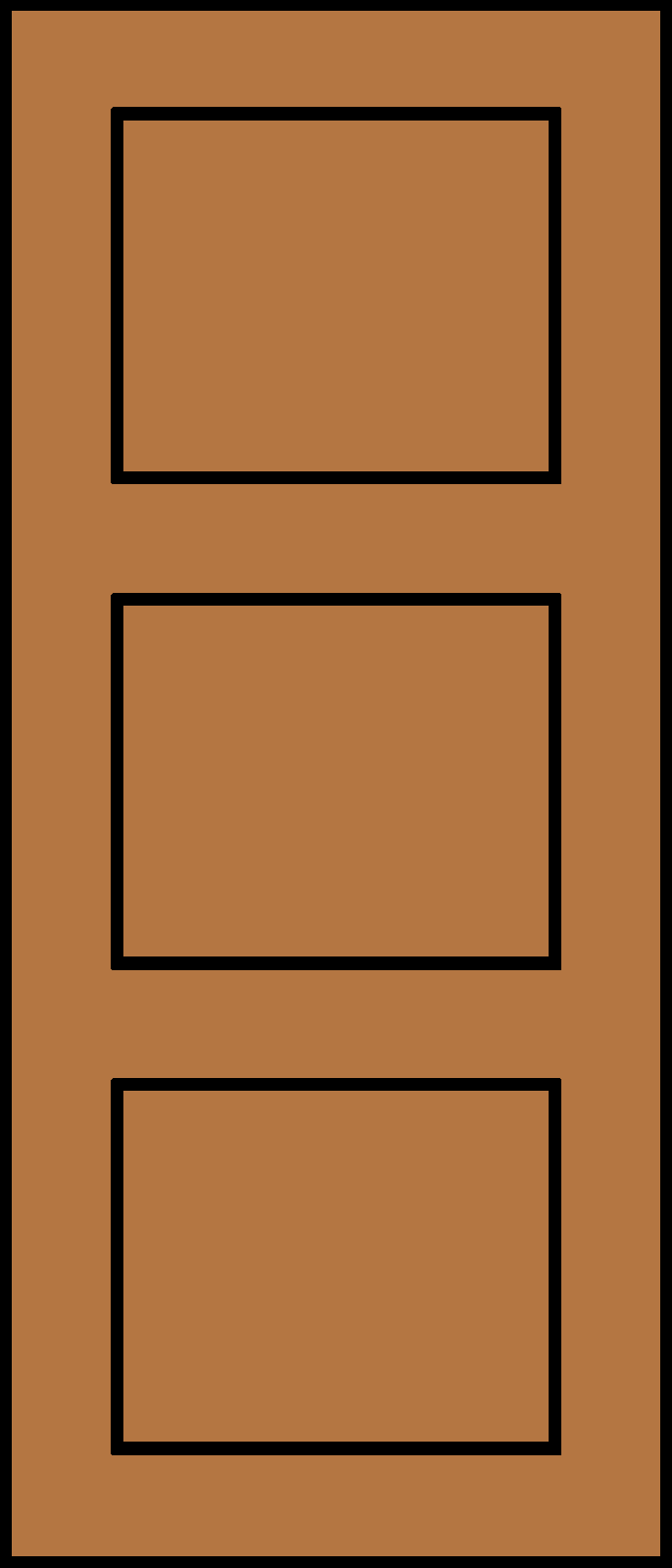 3 Panel Equal Wood Door